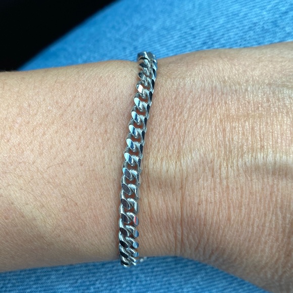 5mm Sterling Silver men’s Cuban Chain Bracelet 8.5” inches Rhodium plated - Picture 1 of 5